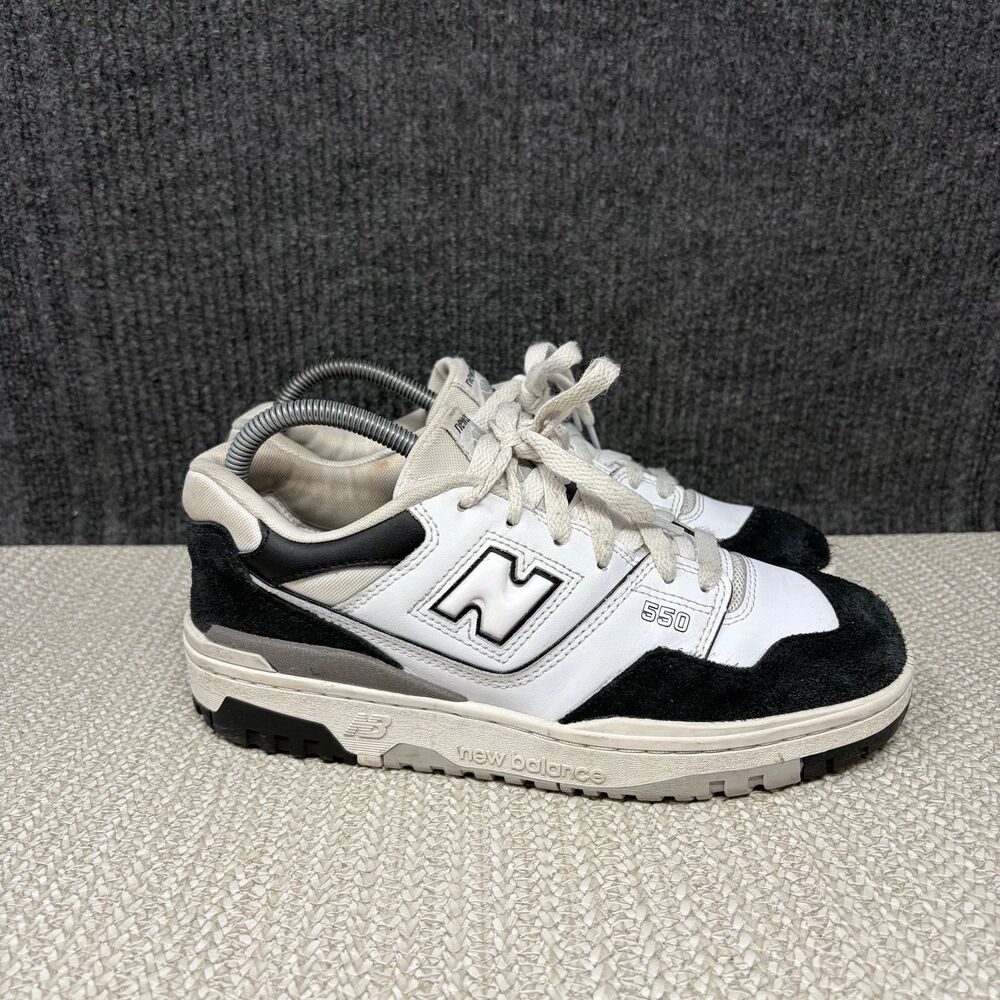 New Balance 550 White Black Leather Suede Shoes Womens 8.5 (Youth 7) GSB550CA